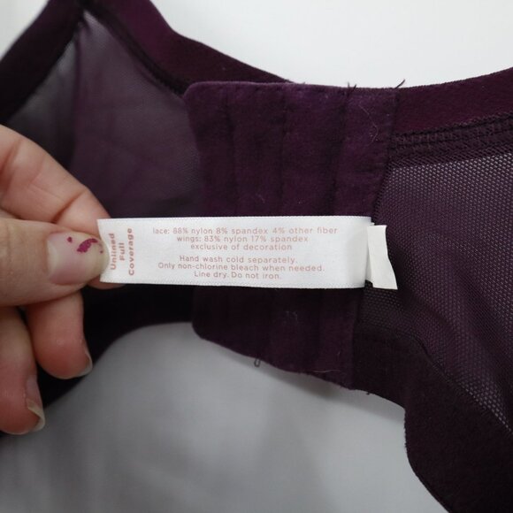 Cacique Lace Bra Womens 44DDD Purple Romantic Boudoir Lingerie Delicate Feminine - Picture 4 of 15